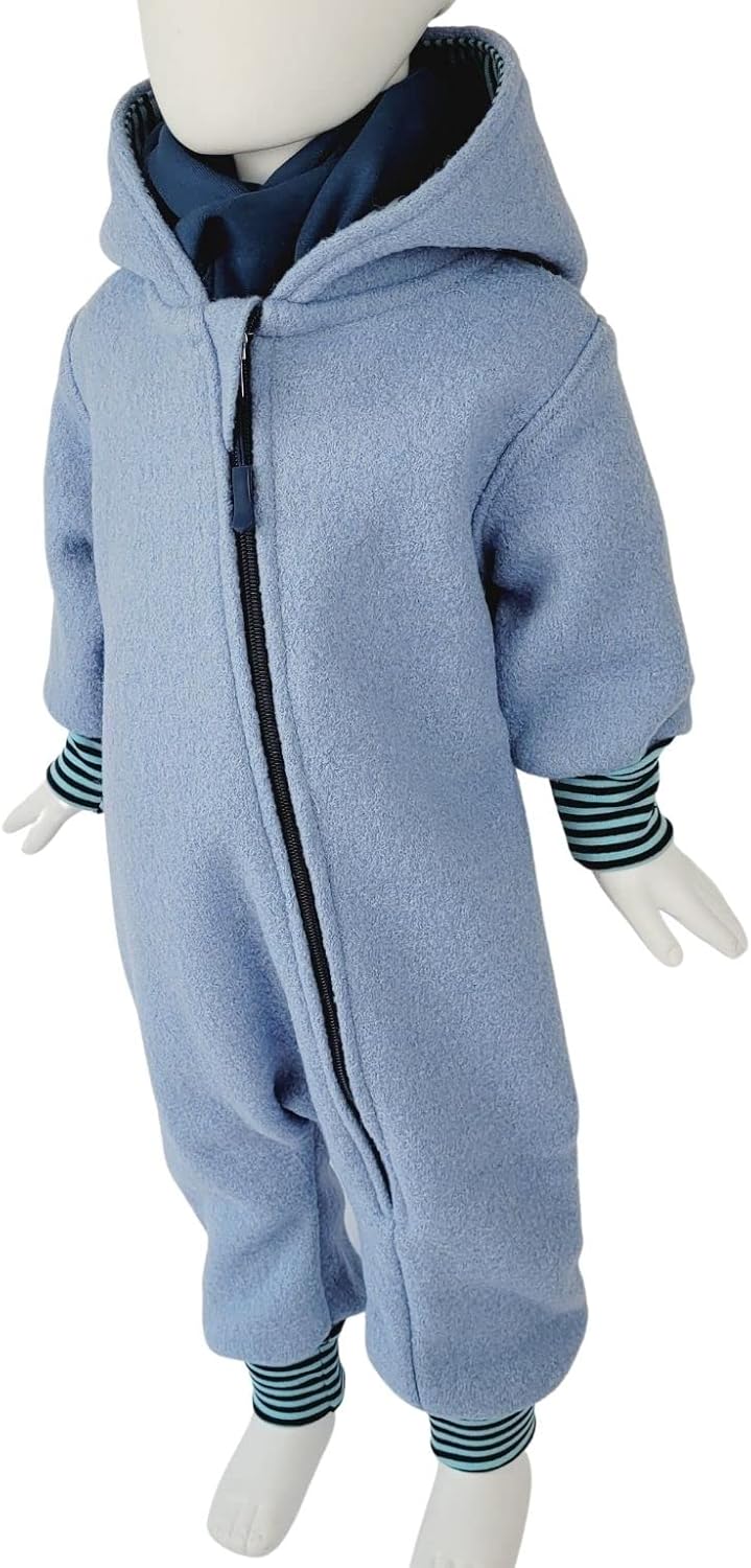 Lilakind Wollwalk Overall Baby & Kinder – Walkoverall mit Kapuze aus Walkloden – Handmade in Germany