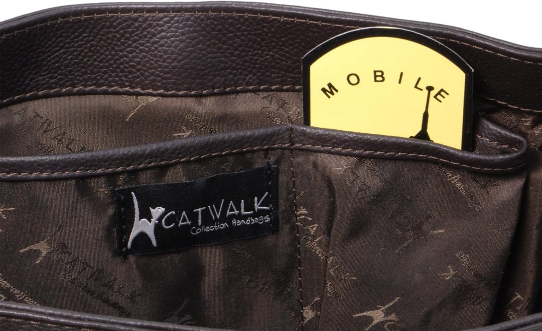 Catwalk Collection Handbags - Damen Leder Umhängetasche - Crossbody Bag/Handtasche Mittelgross - Ver
