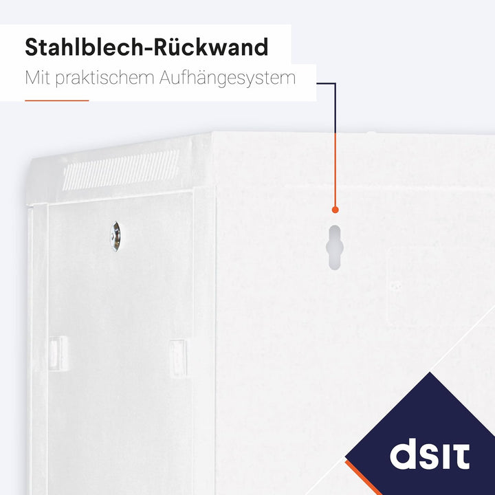 DSIT 12HE Netzwerkschrank (Serverschrank) 19 Zoll Wandmontage - mit Glastür - Weiss/Grauweiss - (BxT