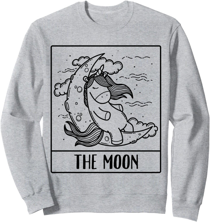 Unicorn The Moon Tarot Card Men Women Sweatshirt