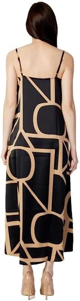 ONLY Damen Onlamelia Midi Slip Dress Ptm Kleid L Black/Aop:maritime Great Logo, L Black/Aop:maritime