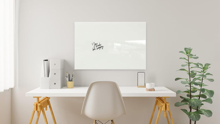 ALLboards Glasboard Magnetisch Weiss 90x60cm, Rahmenlos, Glastafel, Magnettafel, Gehärtetes Glas, We