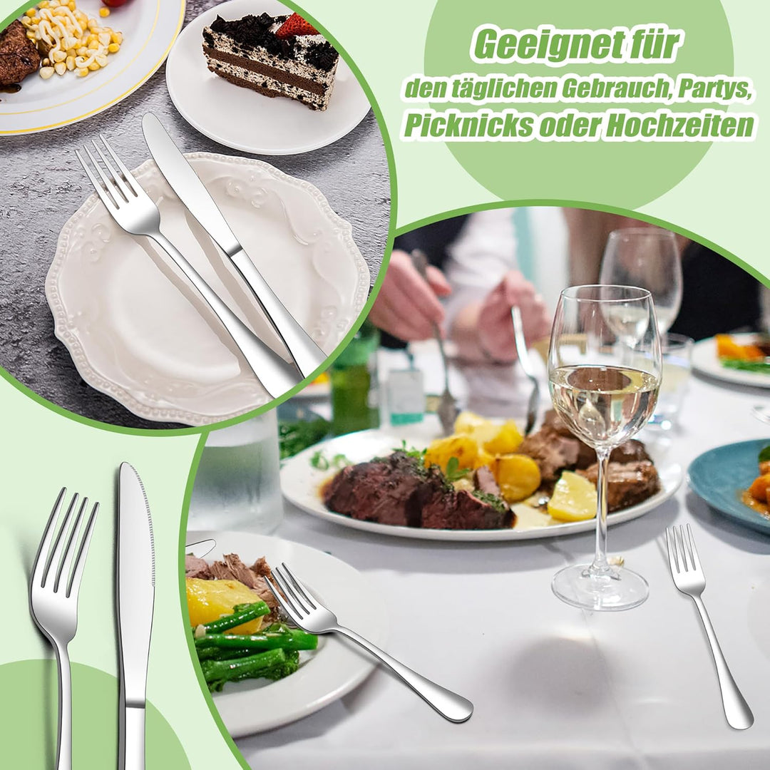 Joyfair Steakbesteck Set, 24-teilig Edelstahl Tafelmesser und Tafelgabeln Set, Steak Besteck Set für