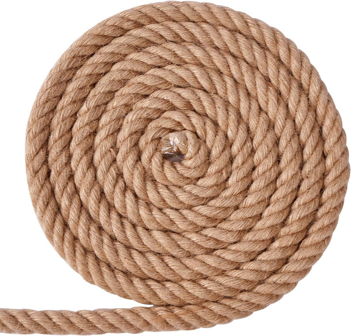 Juteseil 24mm 20M,Natürliche Hanfseil 4-Stränge Dicke Jute Schnur Gedreht Tauwerk Tau Seil für Garte