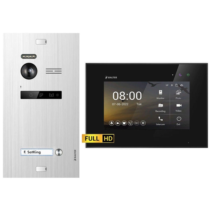 Nonic Balter EVO HD Silber/Schwarz Video Türsprechanlage Set für 1 Familienhaus (1x Türstation mit F