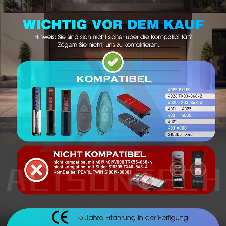3 x 4020 TX03-868-4, 4-Kanal 868MHz Transmitter Handbuch, Top Originalqualität. 100% kompatibel mit