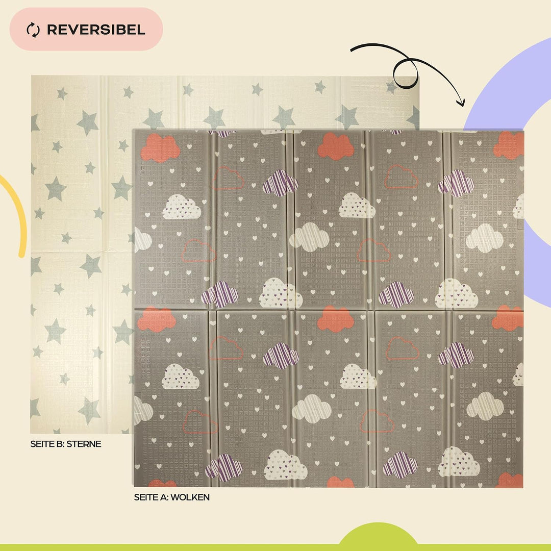 Baby-Spielmatte, faltbar, sensorisch, wasserdicht, ungiftig, wendbar. Vielseitige Matte, perfekt zum