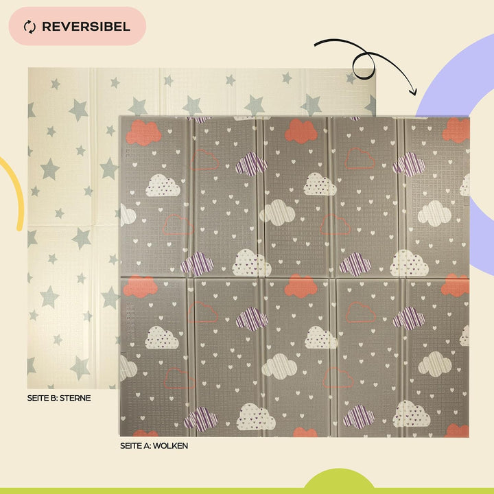 Baby-Spielmatte, faltbar, sensorisch, wasserdicht, ungiftig, wendbar. Vielseitige Matte, perfekt zum