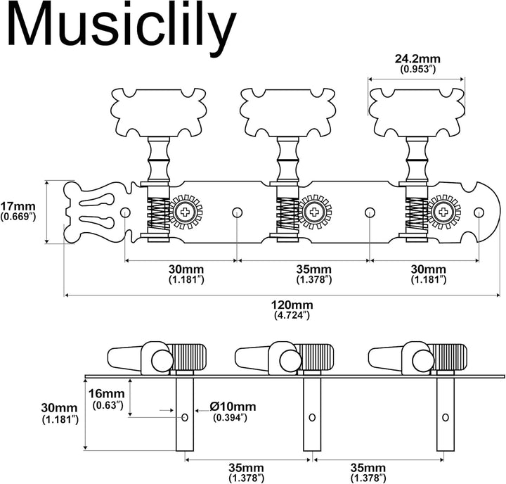 Musiclily Pro 3L3R Lyra Style Klassische Gitarre Mechaniken Stimmwirbel Tuning Pegs Machine Heads Se