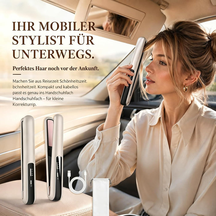 Glätteisen Mini Kabellos 5000mAh Akku - 2 in 1 Glätteisen Locken und Glätten | Reiseglätteisen mini