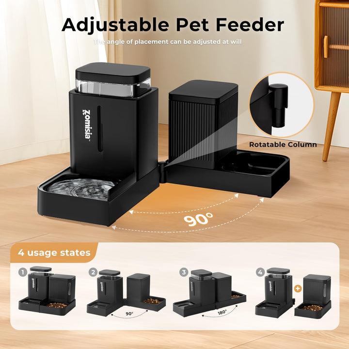 Automatischer Futterspender für Katzen/Hunde 3L, 2-in-1 Schwerkraft Futterautomat Katze und Wassersp