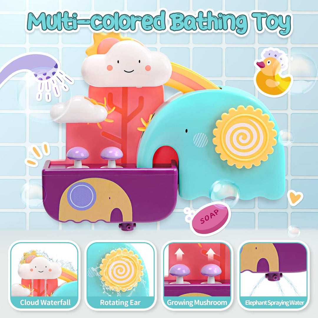 CUTE STONE Baby Badespielzeug, Badewannenspielzeug mit Wasserrutsche, schwimmendes Spritzspielzeug,