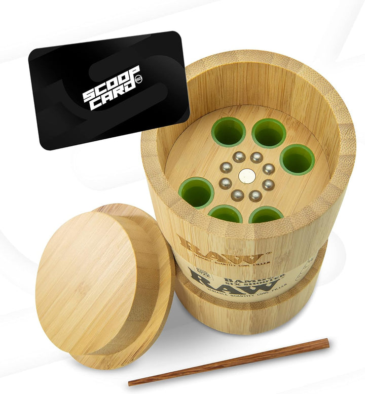 RAW Bamboo Six-Shooter für King Size Kegel – variable Menge Kegelfüllgerät – Füllt 1, 2, 3 oder 6 Ke
