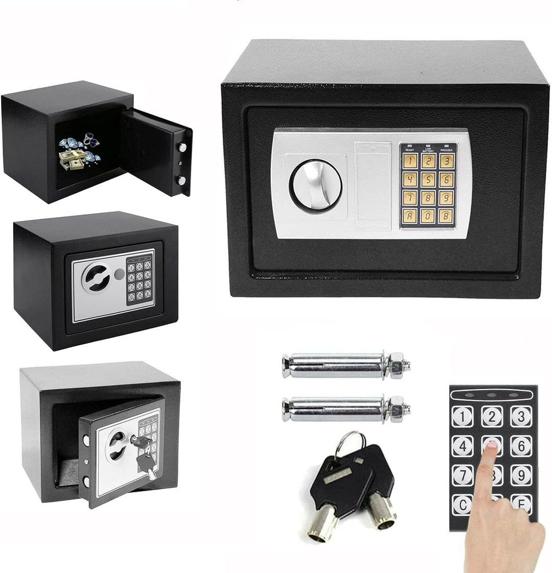 Elektronischer Tresor mit Zahlenschloss und 2×Notschlüssel, Tresor Klein, Möbelsafe, Wandtresor, Möb