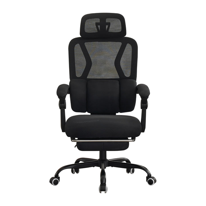 UEV Bürostuhl Ergonomisch mit Fussstütze, Homeoffice Stuhl, schwarz | Drehstuhl,Schreibtischstuhl,ne