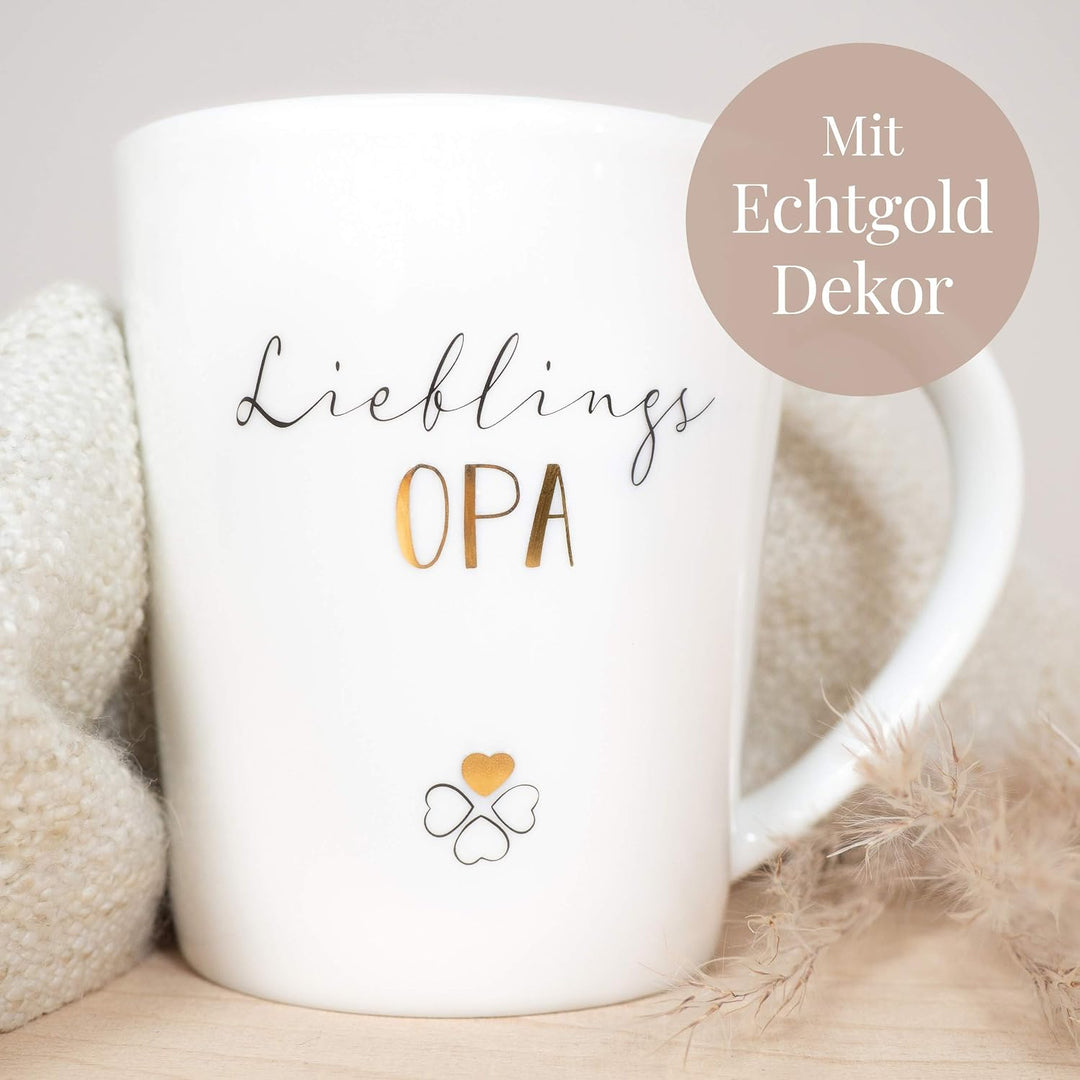mintkind® Geschirr Set Lieblingsopa – Tasse, Teller &amp; Schale in weiss