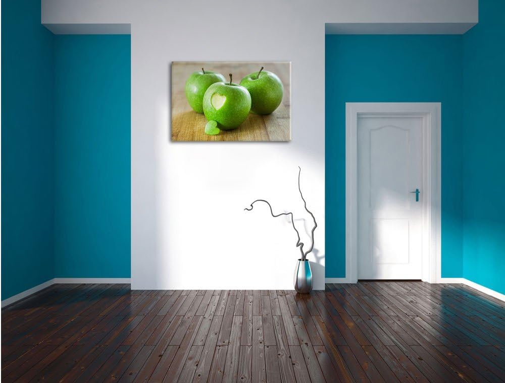 ein Herzchen im Apfel, Format: 100x70 auf Leinwand, XXL riesige Bilder fertig gerahmt mit Keilrahmen