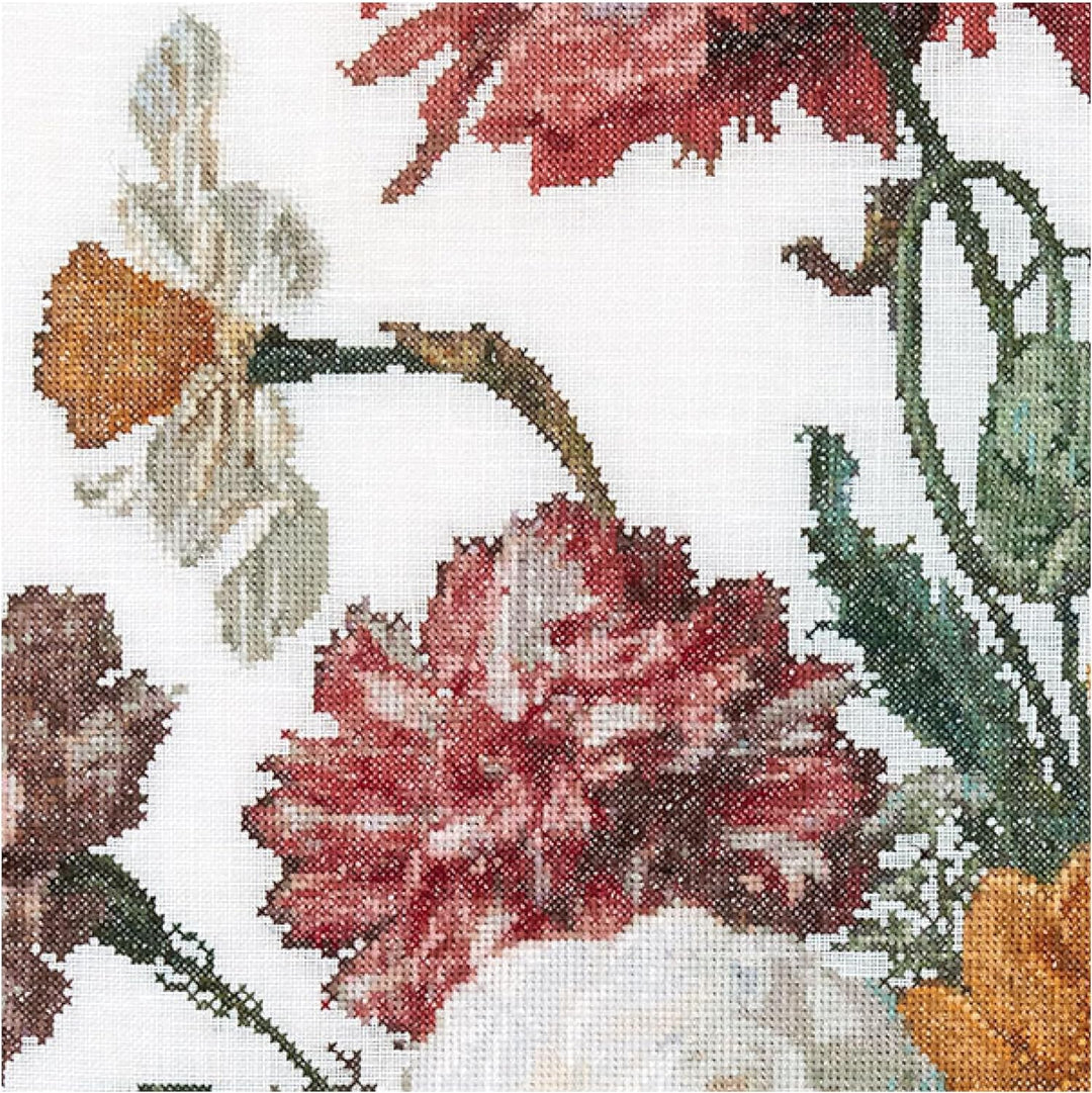 Thea Gouverneur - Kreuzstich-Set - Stillleben mit Blumen in einer Glasvase - Aida - 18 Count - Für E
