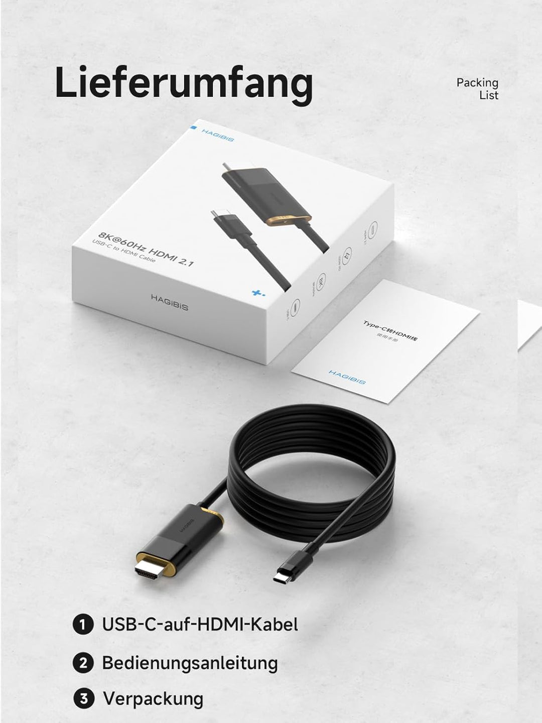 Hagibis Switch2 Dock für Nintendo Switch 1/2 & Switch OLED, USB-C-zu-HDMI-Kabeladapter mit 8K@60Hz,