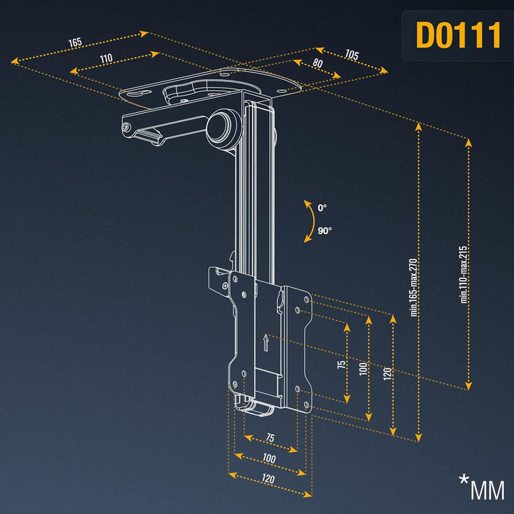 RICOO Monitor & TV Deckenhalterung für Fernseher 13-33 Zoll, Klappbar Schwenkbar Höhenverstellbar, U