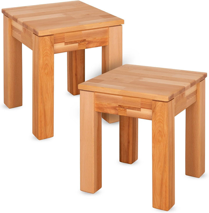 Staboos 2er Set Buche Sitzhocker Holz - Massiv Holzhocker bis 200 kg - Kernbuche Holz Hocker Emma oh