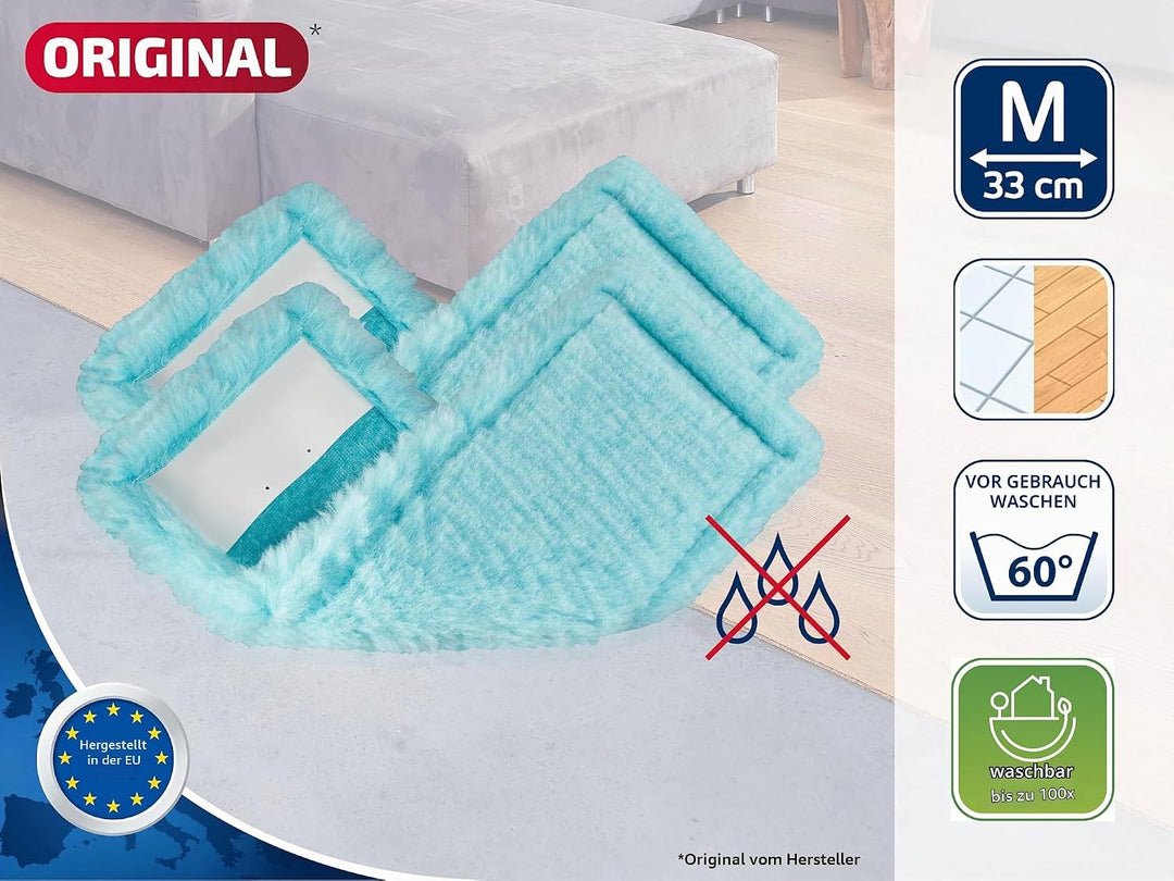 Leifheit 2er Set Wischbezug CLEAN TWIST M Ergo - Power Clean static plus, dieser Wischer Ersatzbezug