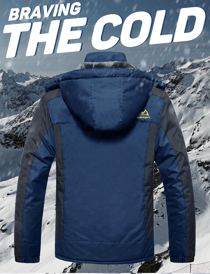 MAGCOMSEN Herren Winter Fleecejacke Warme Gefüttert Skijacke Outdoor Winddicht Wasserdicht Jacke Ver