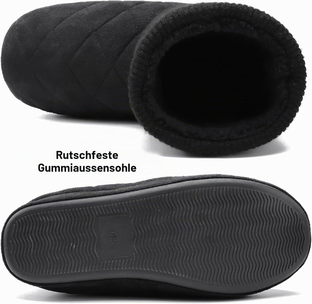 COFACE Herren Hüttenschuhe Lammfell Winter Hausschuhe Warme Plüsch Gefütterte Hausstiefel Männer Hau