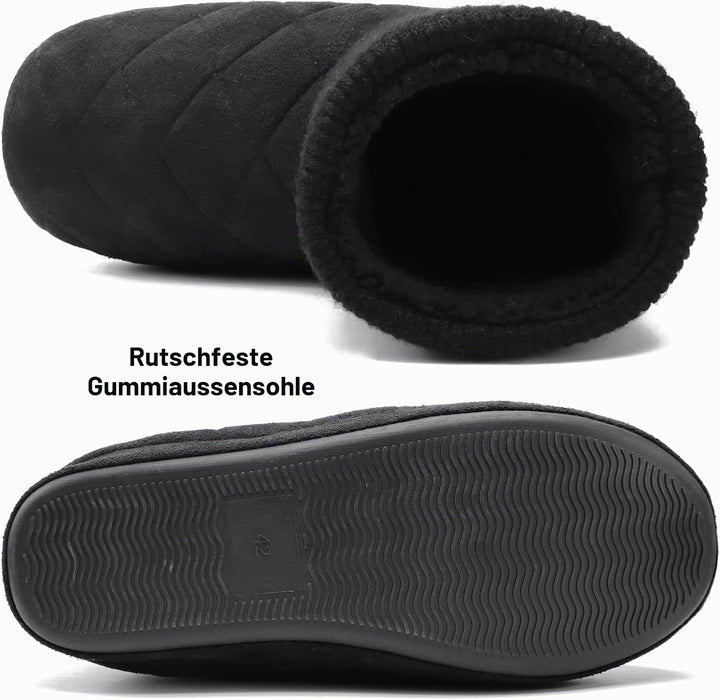 COFACE Herren Hüttenschuhe Lammfell Winter Hausschuhe Warme Plüsch Gefütterte Hausstiefel Männer Hau