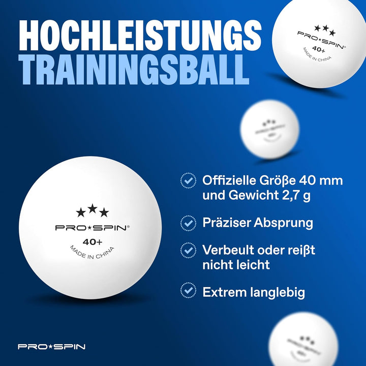 PRO-SPIN Tischtennisschläger Set - Mit Tischtennisnetz Für Jeden Tisch, Tischtennis bälle 3-Sterne,