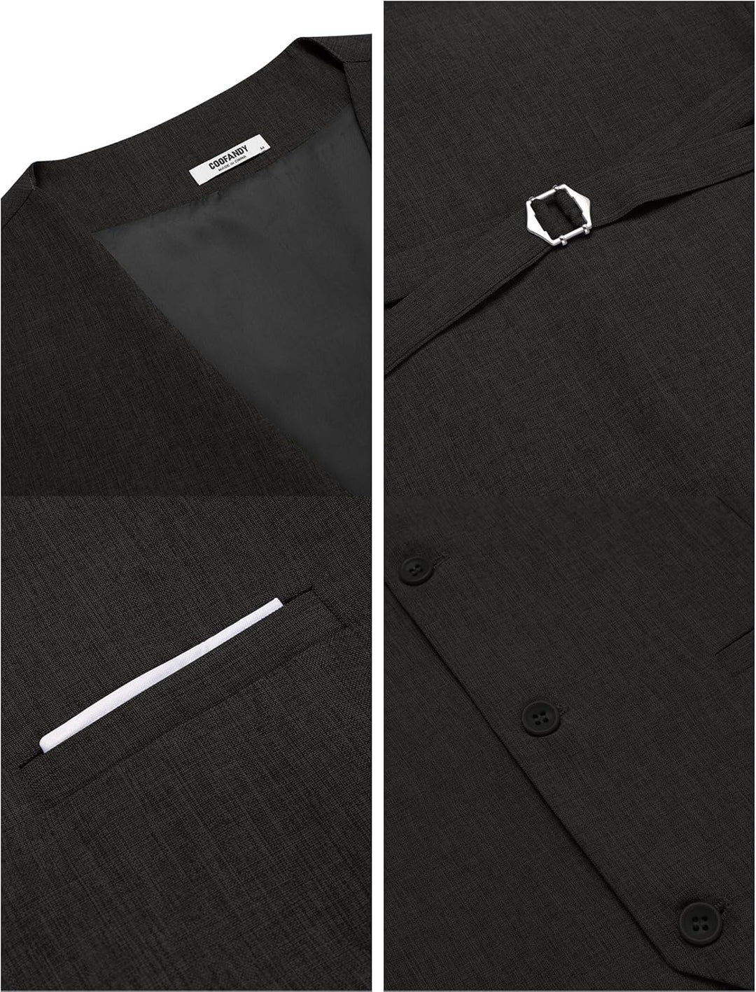 COOFANDY Weste Herren Anzug mit Taschen Anzugweste Gilet Casual Hochzeitsweste V-Ausschnitt Business