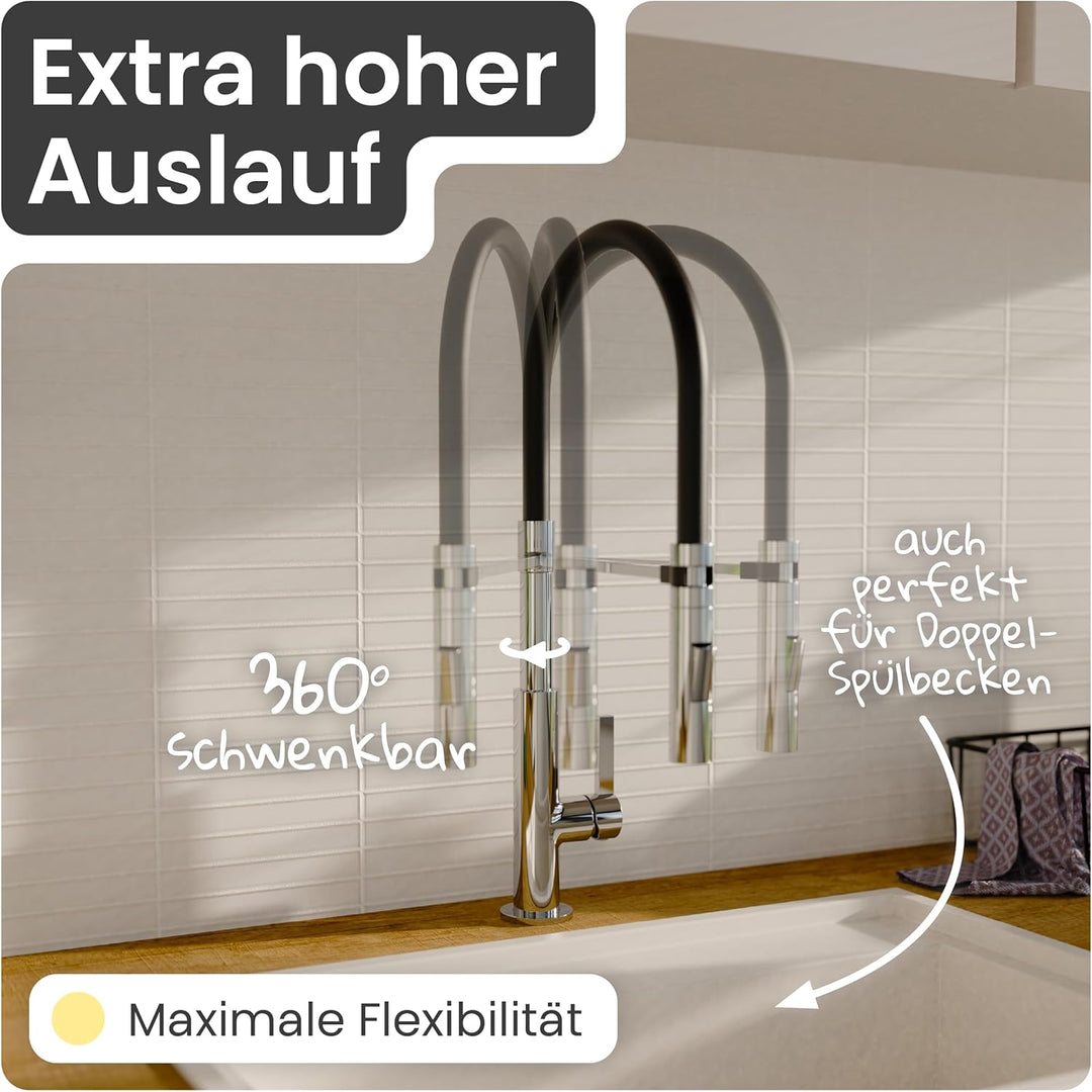 instmaier K4 | Wasserhahn für die Küche | Spültischarmatur mit flexibler Geschirrbrause | Mischbatte
