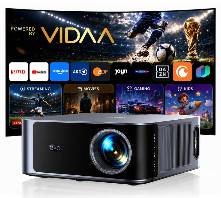 Beamer 4K [Schnellste VIDAA OS] Kompatibel mit Netflix, Dolby Audio & HDR10, 2000ANSI Smart Beamer H