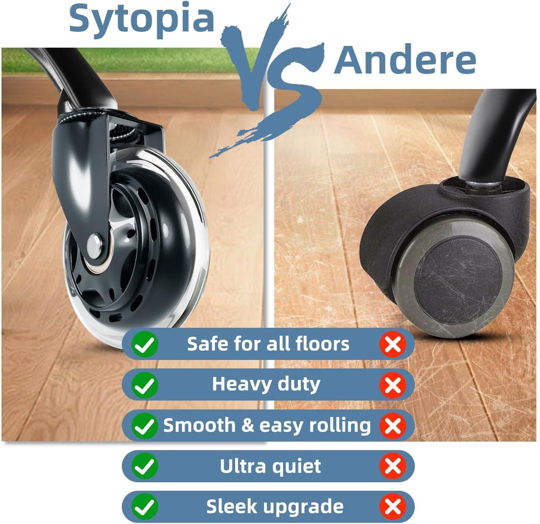 Sytopia Gummirollen Bürostuhl 11mm x 22 mm, 5er Set Rollen für Bürostühle, Parkett Rollen Bürostuhl