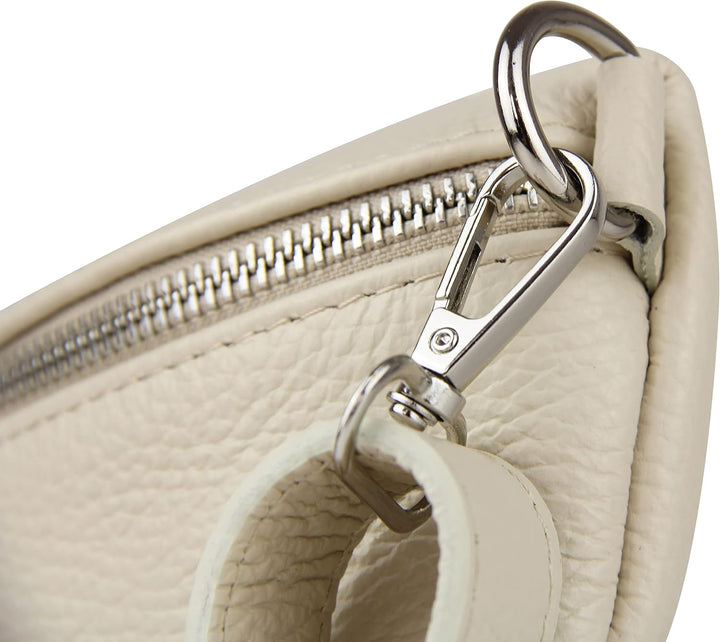 Frentree® Damen Echtleder Umhängetasche, Made in Italy, Crossbody Tasche Schultertasche mit silberne