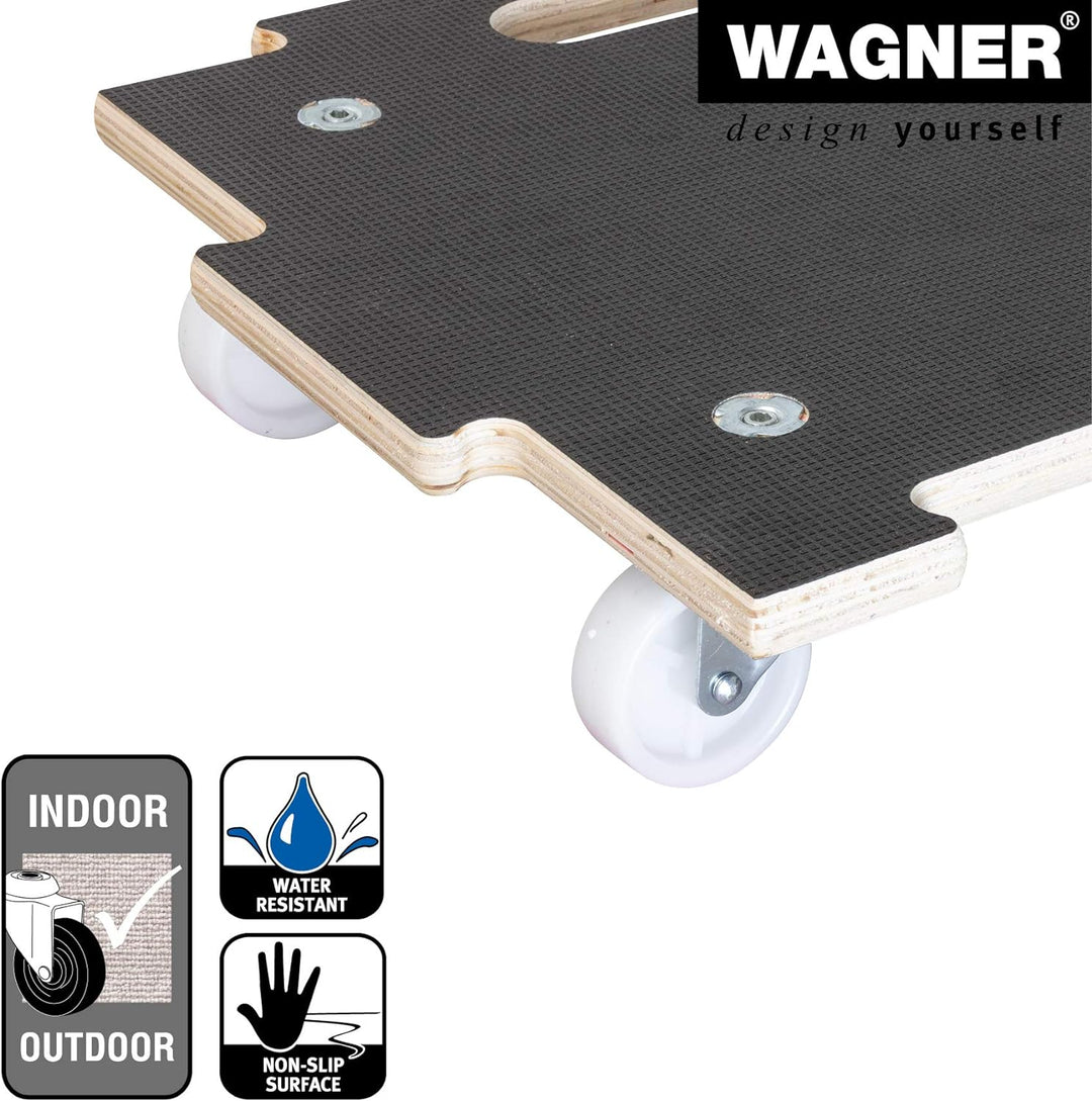 Wagner Pflanzenroller Maxigrip 39 x 39 x 10 cm I Kübelroller f. Aussenbereich + Innenbereich I Trans
