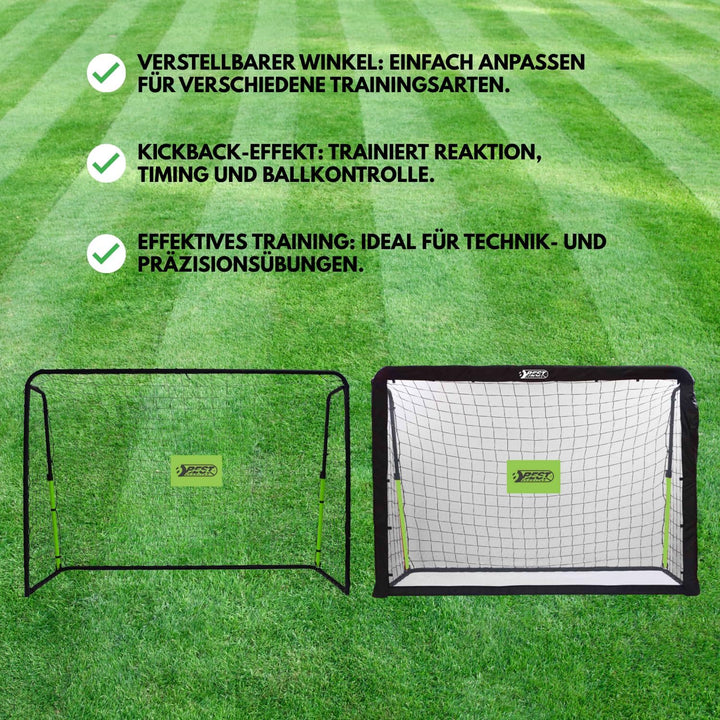 Best Sporting Fussballtor Rebound 213 x 153 x 76 cm I Fussball Tor mit Netz &amp; Rückprallwand I Reboun