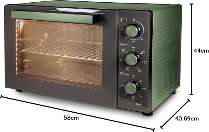 Tognana Iridea, Umluft-Backofen mit Antihaft-Innenwänden, Salbeigrün 58 cm x 44 cm x 40.7 cm Grün, 5