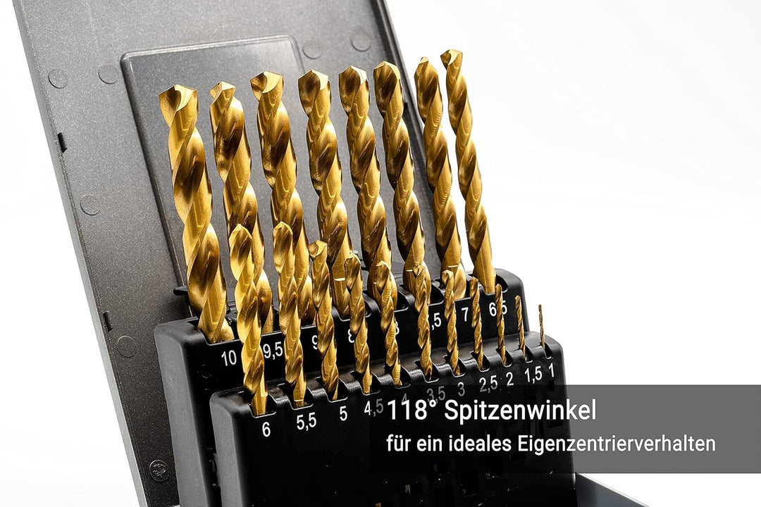 BaerCoil BAER HSSG-TIN Bohrer Satz (0,5mm steigend) 1-10 mm - Spiralbohrer DIN 338 - Spiralbohrer Se
