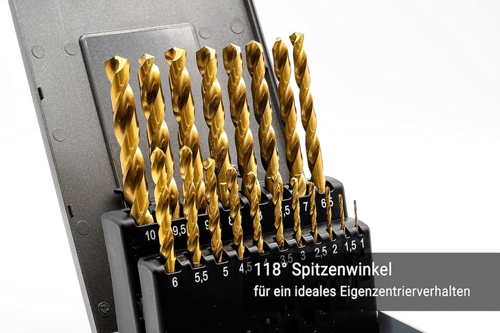 BaerCoil BAER HSSG-TIN Bohrer Satz (0,5mm steigend) 1-10 mm - Spiralbohrer DIN 338 - Spiralbohrer Se