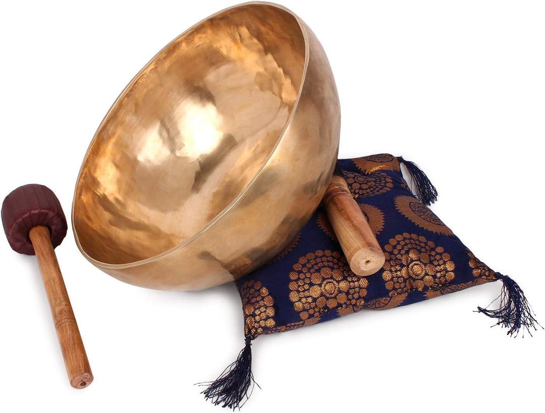 Ajuny Himalaya-Klangschale mit Klangheilung, Meditation, handgehämmert, einfarbig, goldene Bengalisc