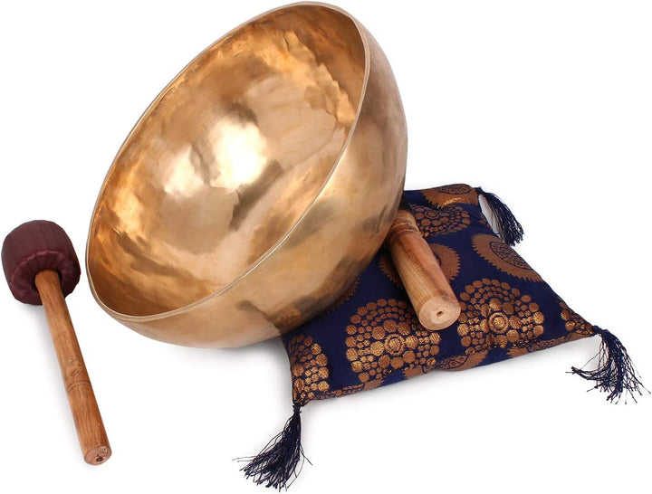 Ajuny Himalaya-Klangschale mit Klangheilung, Meditation, handgehämmert, einfarbig, goldene Bengalisc