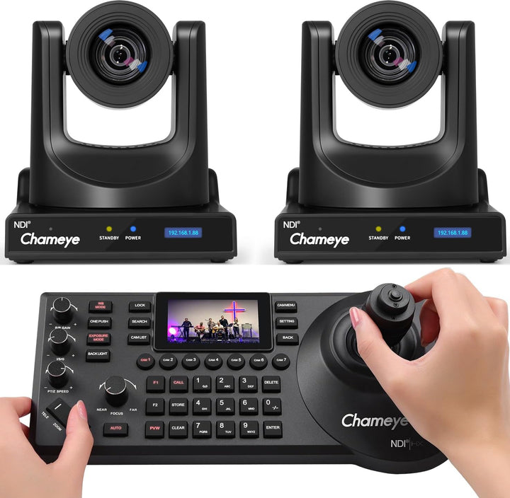 Chameye NDI PTZ Camera 30x Bundle 3G-SDI HDMI USB 3.0 IP PoE AI Auto Tracking Kits + IP PTZ Controll