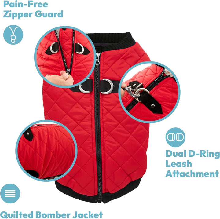 Gooby modische Hundebomberweste, gesteppt, elastischer Brustbereich, Rautenmuster, X-Large chest (~1