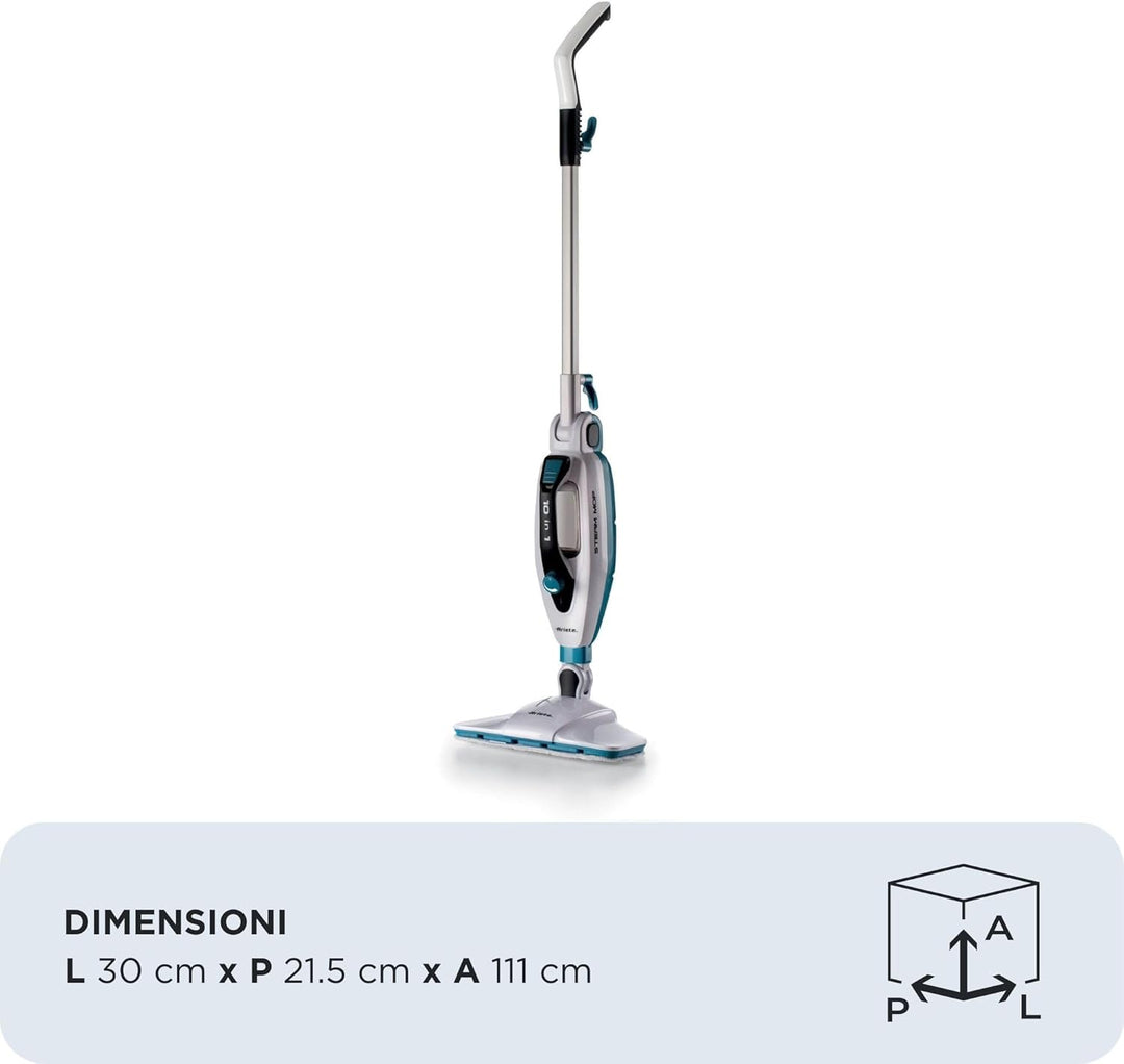 Ariete 4175 Dampfbesen 10-in-1-Dampfreiniger, 1500W, Wassertank 350cc, entfernt bis zu 99% der Bakte