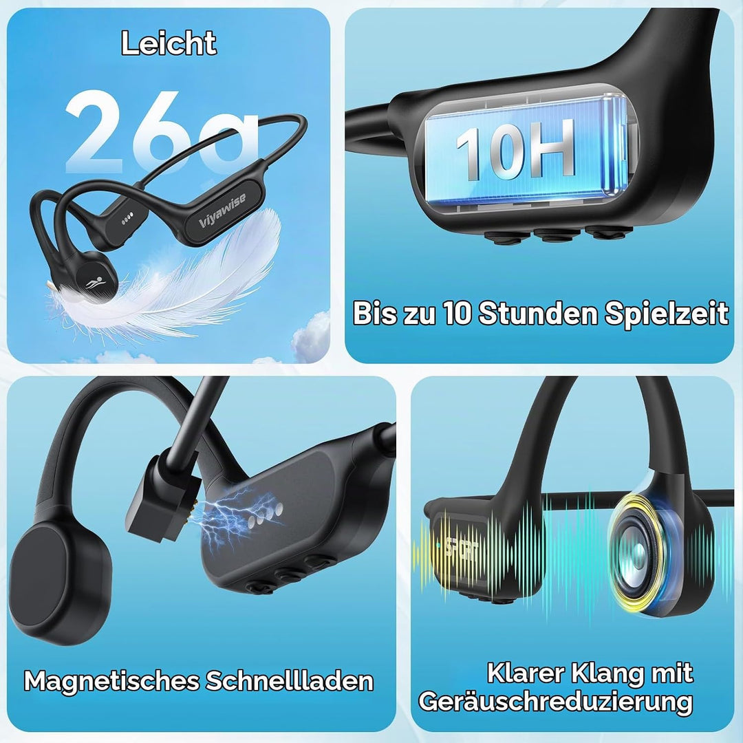 Belife B11 Bone Conduction Headphones, IP68 Waterproof Earbuds for Swimming, 32GB &amp; Bluetooth 6.0 Wi