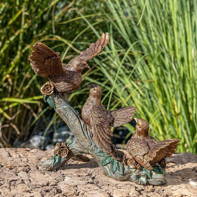 IDYL Bronze-Skulptur Vogel auf AST | 28x25x35 cm | Tierfigur aus Bronze handgefertigt | Gartenskulpt