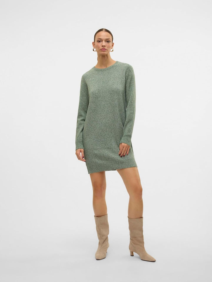 VERO MODA Damen Vmdoffy Ls O-Neck Dress Ga Noos Kleid L Laurel Wreath Melange, L Laurel Wreath Melan