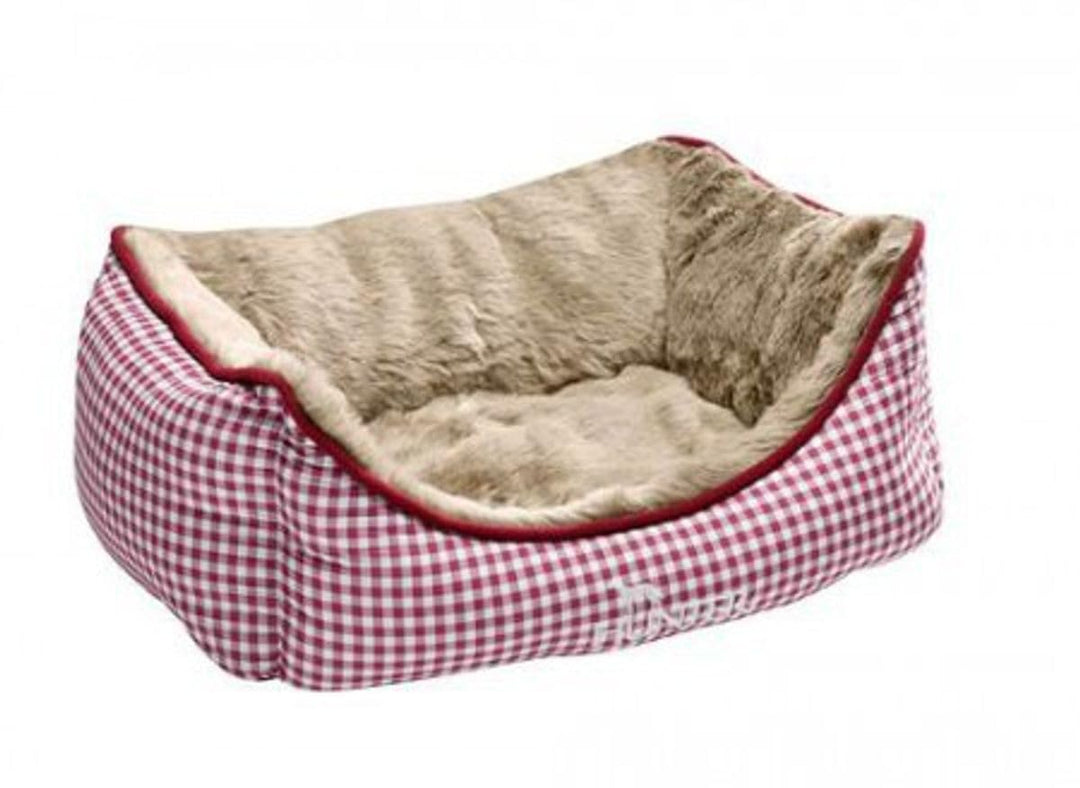 HUNTER Astana Hundesofa, mit weichem Plüschbesatz, Wendekissen, Karo-Muster, 80 x 60 cm, rot Karo ro