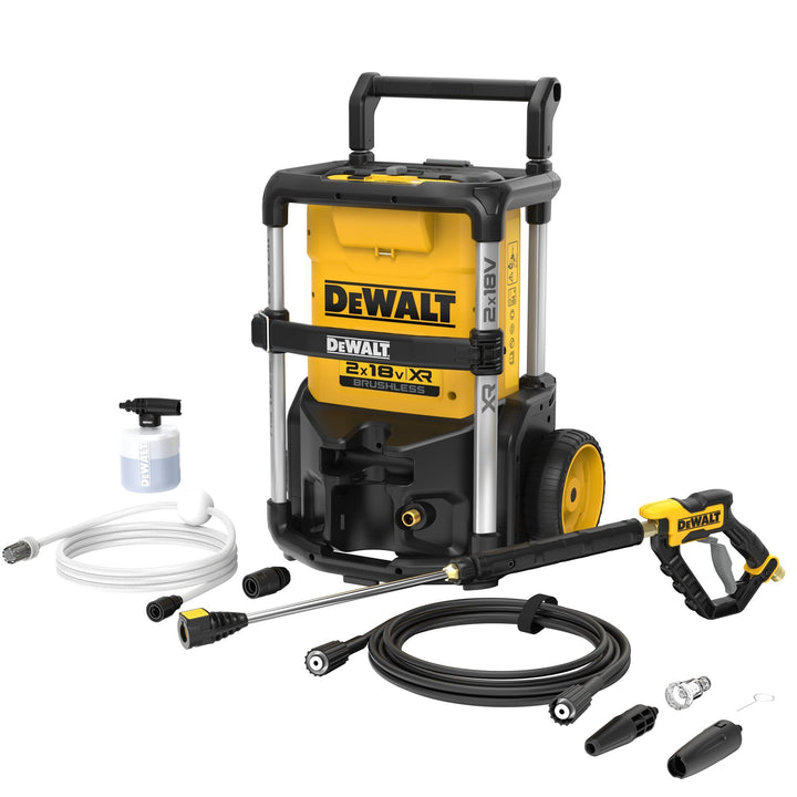 DEWALT 2X 18 Volt Akku-Hochdruckreiniger (bürstenloser Motor, Ansaugfunktion, 3 Druckeinstellungen,